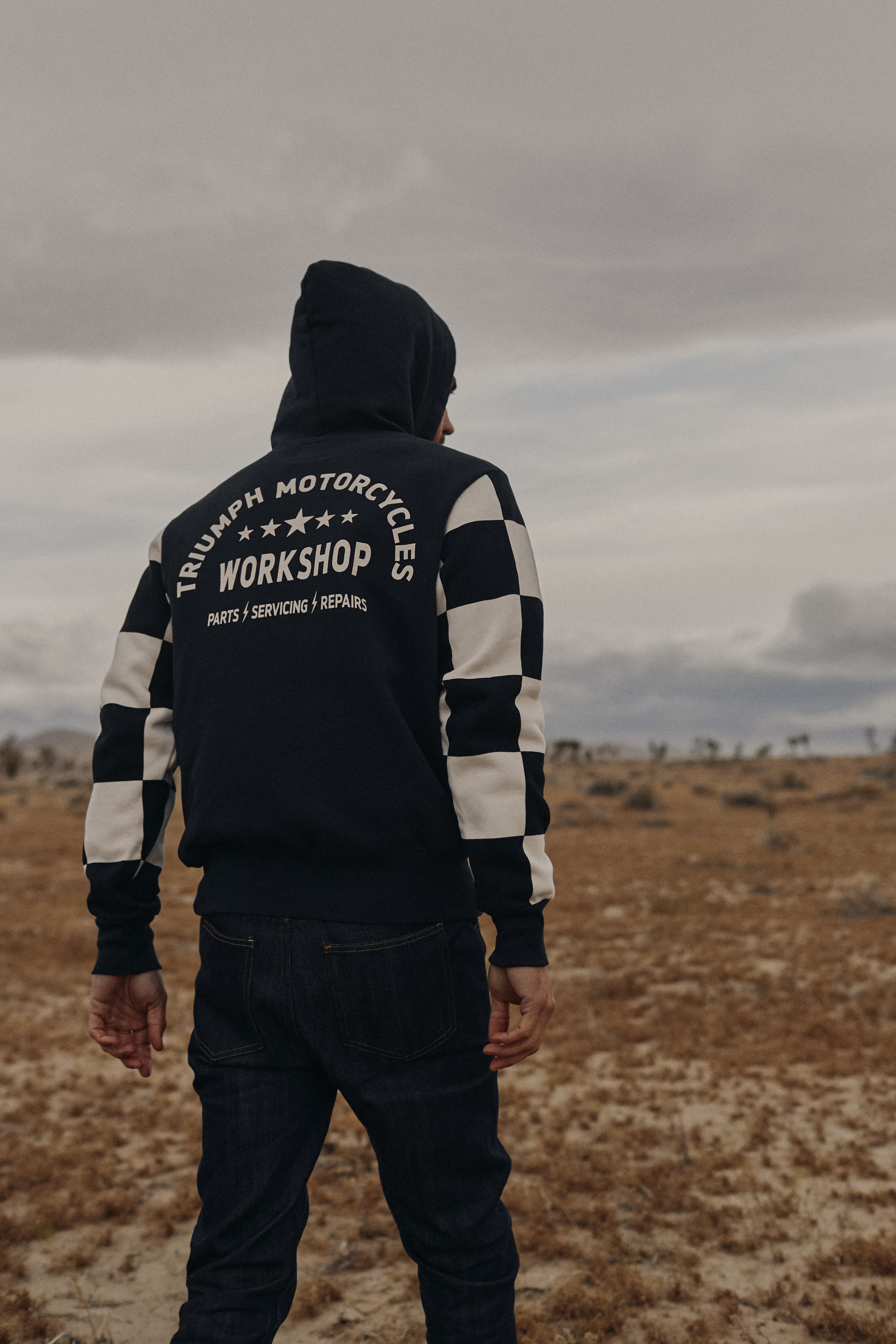 Haytham Checkerboard Hoodie in Red and Bone | Casual Clothing